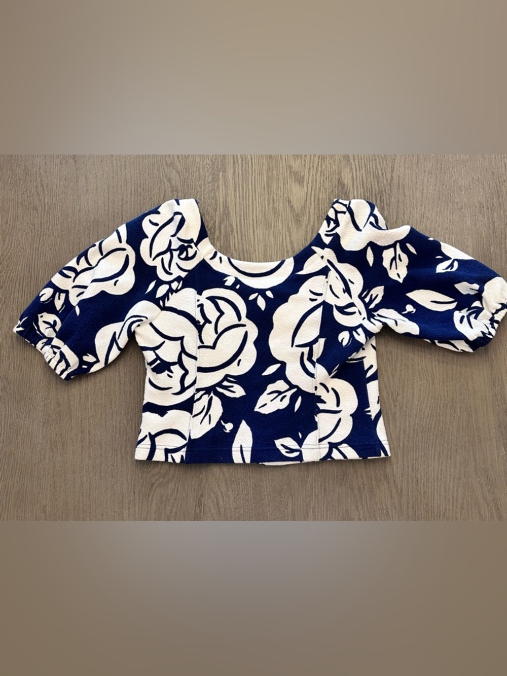 Anthropologie Maeve Puff Sleeve Top Blue White Floral Cottagecore Size M - Picture 8 of 8